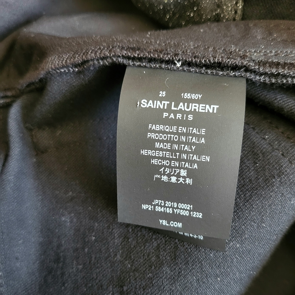 Saint Laurent Black Glitter Denim Mini Skirt NEW - Picture 7 of 7